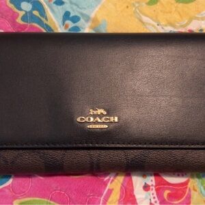 Coach Black and Brown Leather Wallet